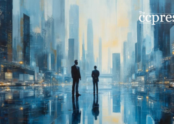 futuristic cityscape leaders