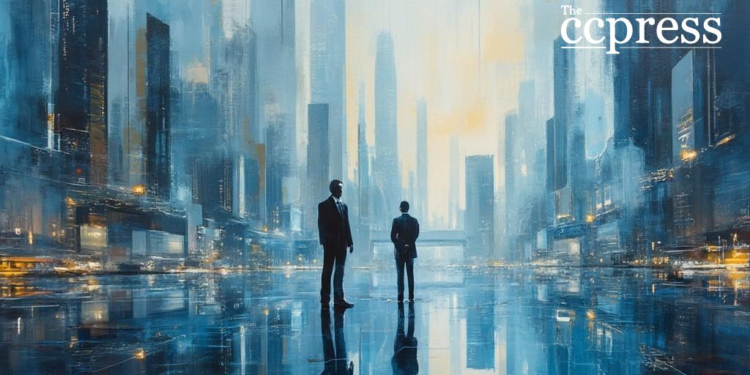 futuristic cityscape leaders