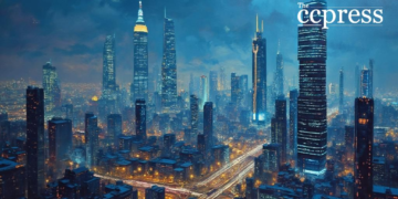 futuristic cityscape neon night