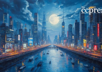 futuristic cityscape night art