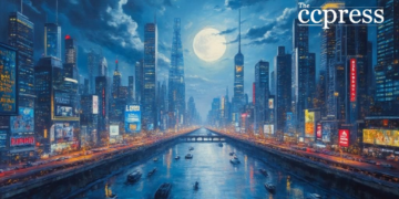 futuristic cityscape night art
