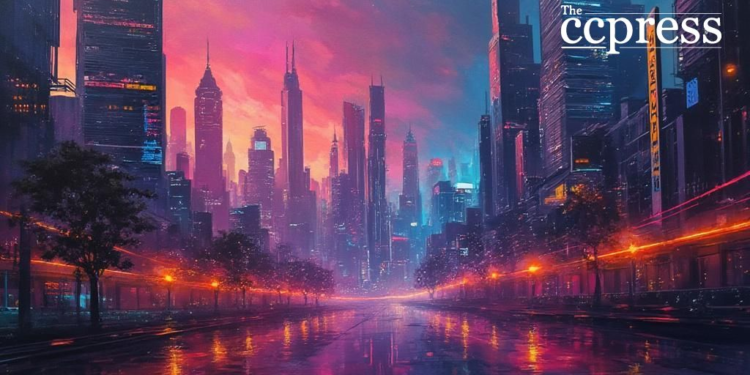 futuristic cityscape token burn
