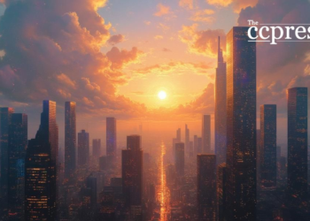 futuristic crypto cityscape oil