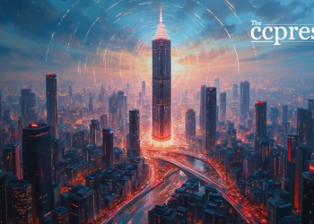 futuristic crypto cityscape painting