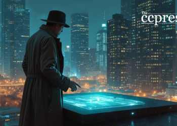 futuristic detective cityscape