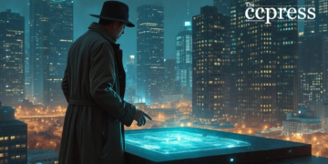 futuristic detective cityscape