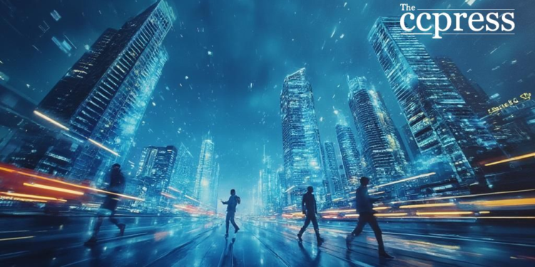 futuristic digital finance scene