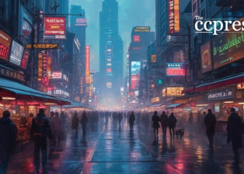 futuristic digital market scene