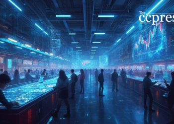 futuristic digital trading hub