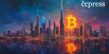 futuristic dubai bitcoin skyline
