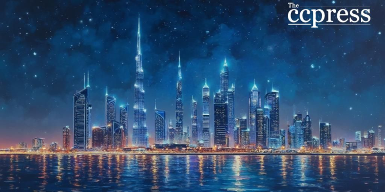 futuristic dubai crypto skyline