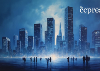 futuristic finance cityscape art