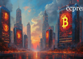 futuristic financial cityscape