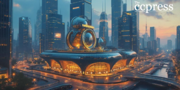 futuristic financial district art
