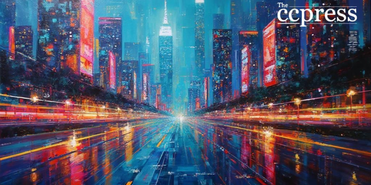 futuristic financial growth scene