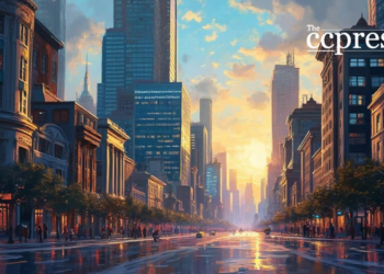 futuristic financial street 2025