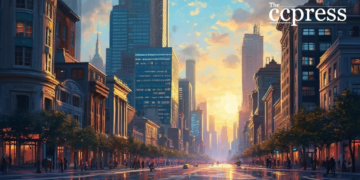 futuristic financial street 2025