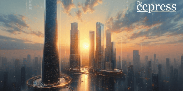futuristic financial sunrise