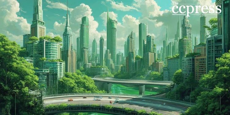 futuristic green mining city