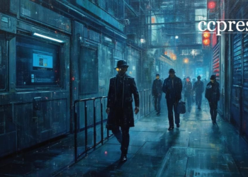 futuristic heist oil painting