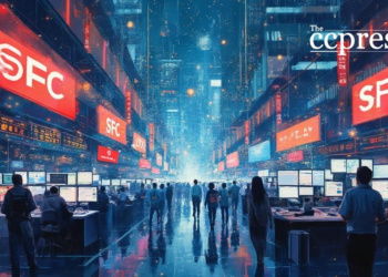 futuristic hk stock exchange scene