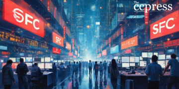 futuristic hk stock exchange scene