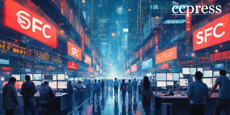 futuristic hk stock exchange scene