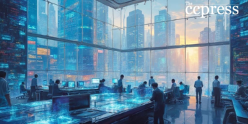 futuristic hong kong trading scene