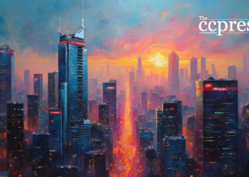 futuristic jp morgan cityscape