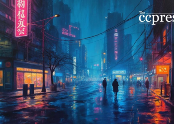futuristic neon cityscape art