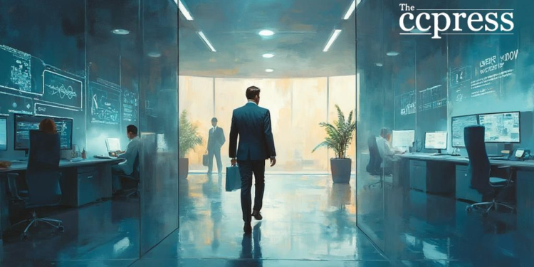 futuristic office transition painting
