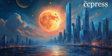 futuristic planet bitcoin art