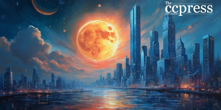futuristic planet bitcoin art