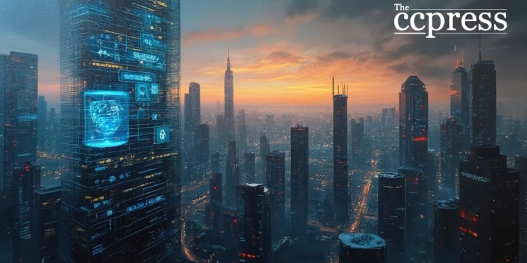 futuristic regulatory cityscape