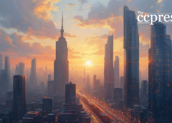 futuristic tokenization dawn city