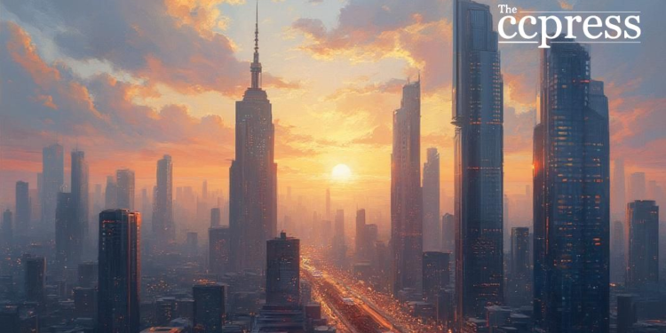 futuristic tokenization dawn city
