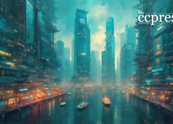 futuristic toncoin cityscape