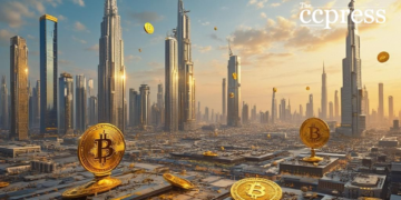 futuristic uae city bitcoin art