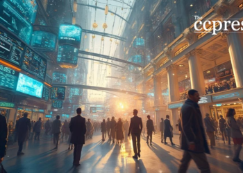 futuristic uk finance exchange.painting