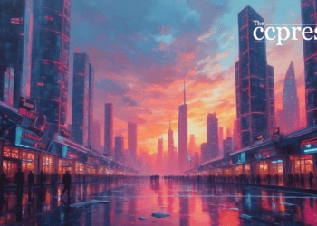 futuristic urban ethereum surge