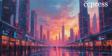 futuristic urban ethereum surge