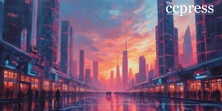 futuristic urban ethereum surge