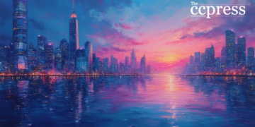 futuristic urban landscape art