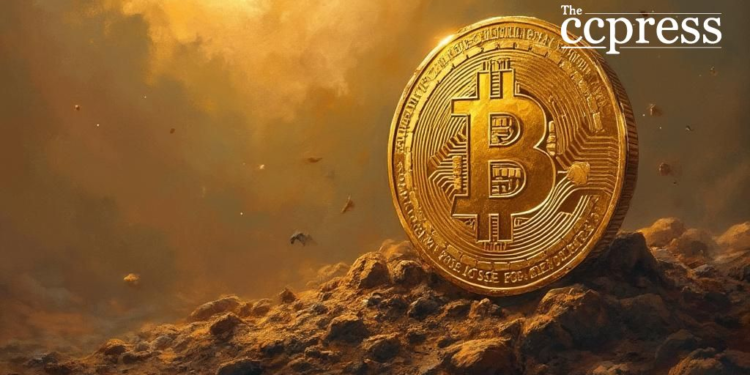 golden bitcoin digital gold painting