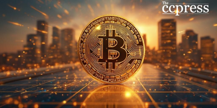 golden bitcoin digital grid painting