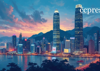 hk skyline oil painting scene