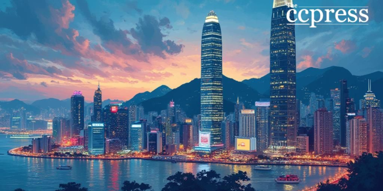 hk skyline oil painting scene