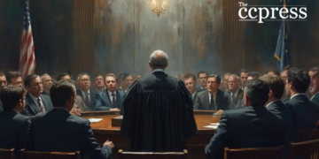 judge crypto verdict oil painting