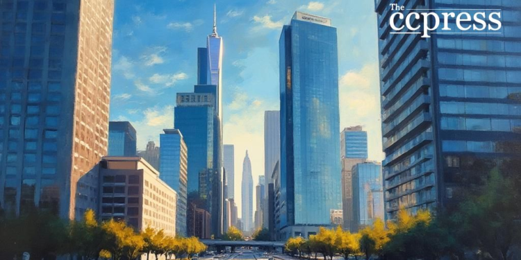 modern cityscape oil painting