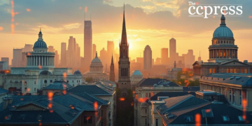 modern fintech cityscape art